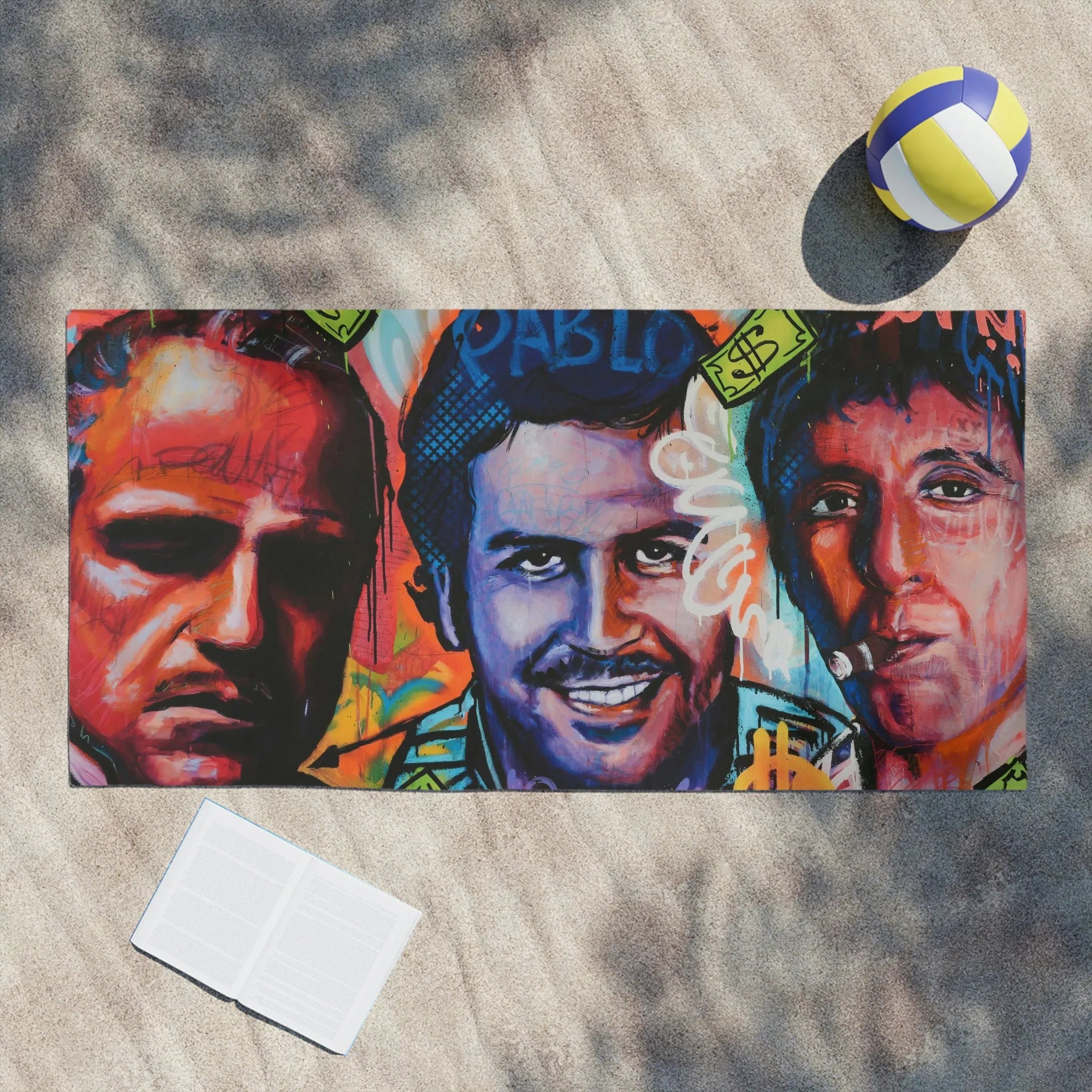 Pablo Escobar Don Corleone Scarface Beach Towels