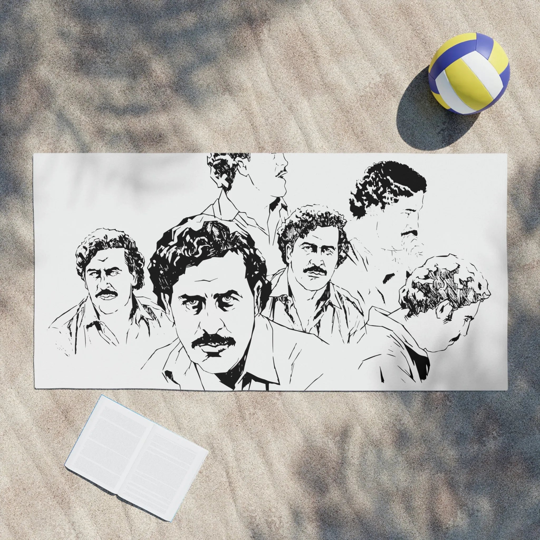 Pablo Escobar Drawing Colombian Art Portraits Beach Towels