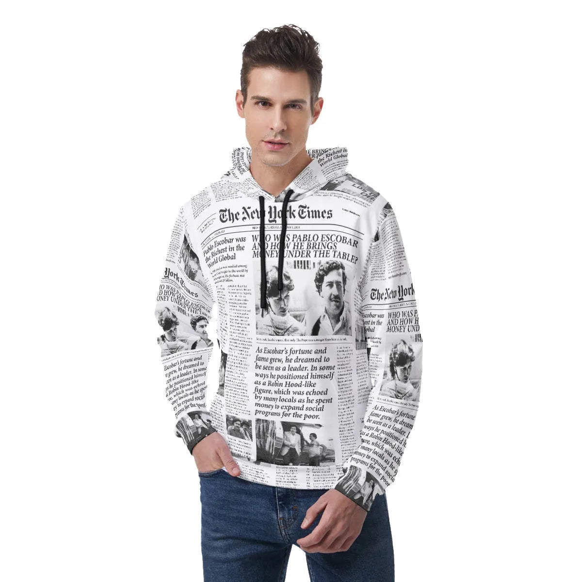 Pablo Escobar Newspaper Colombian art Pullover Hoodie