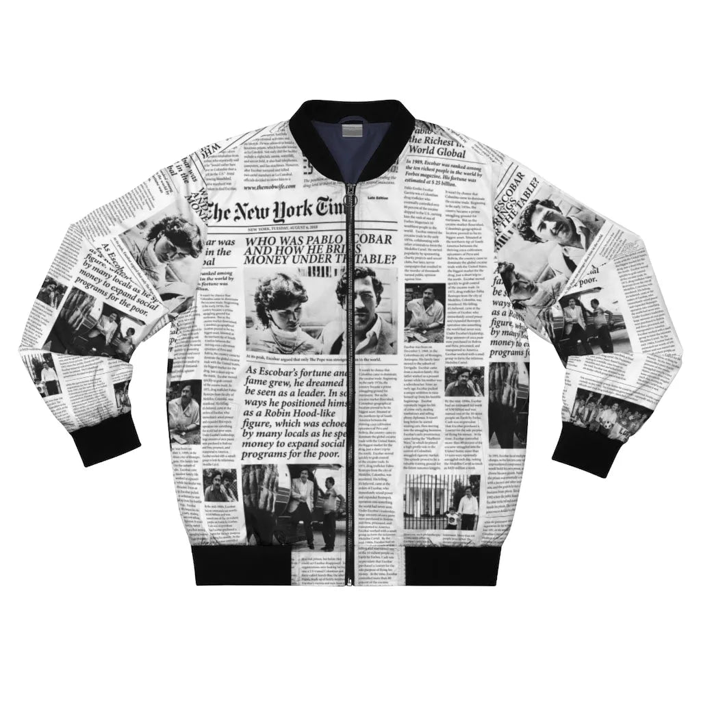 Pablo Escobar Newspaper Colombian Bomber Jacket