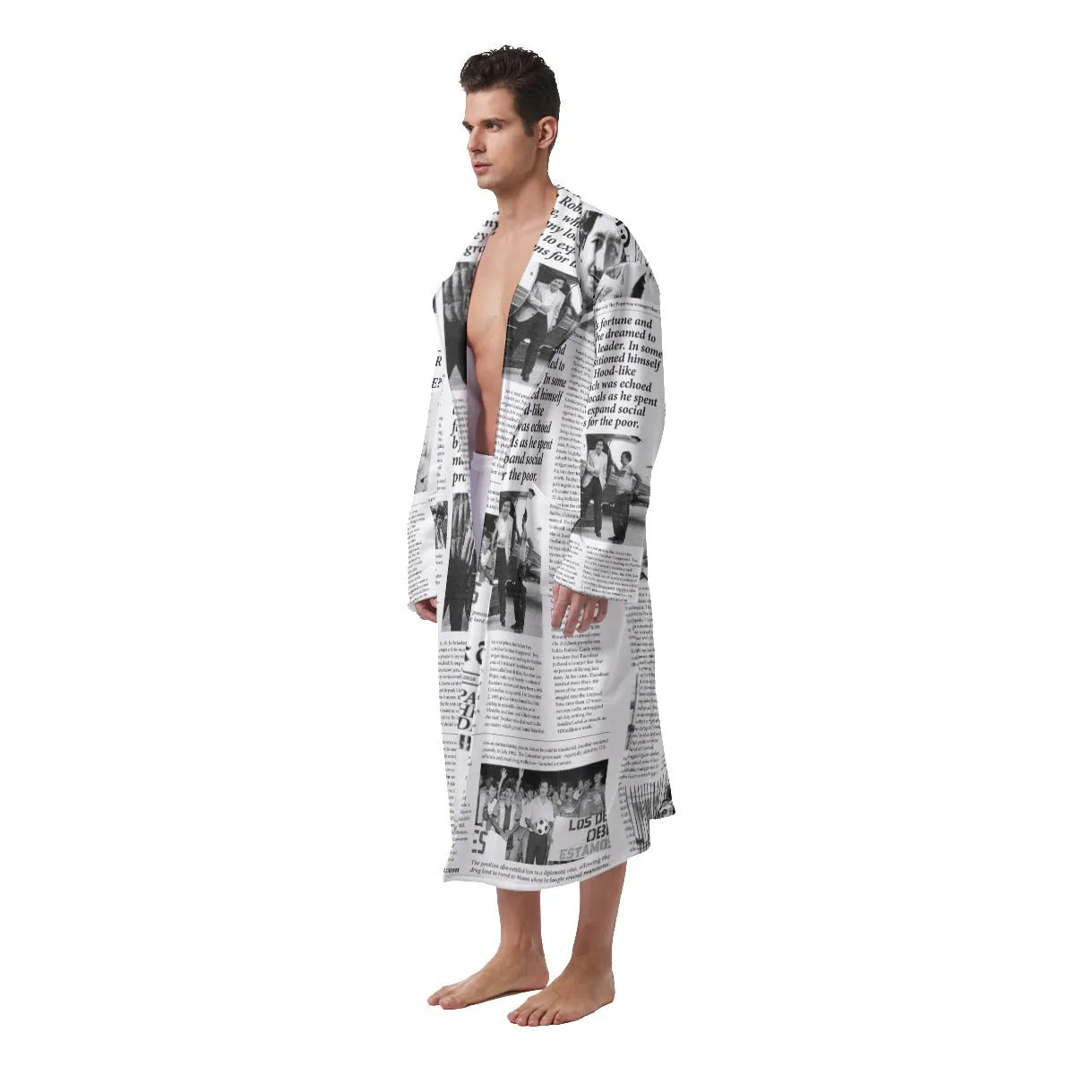 Pablo Escobar Newspaper Colombian Heavy Fleece Robe