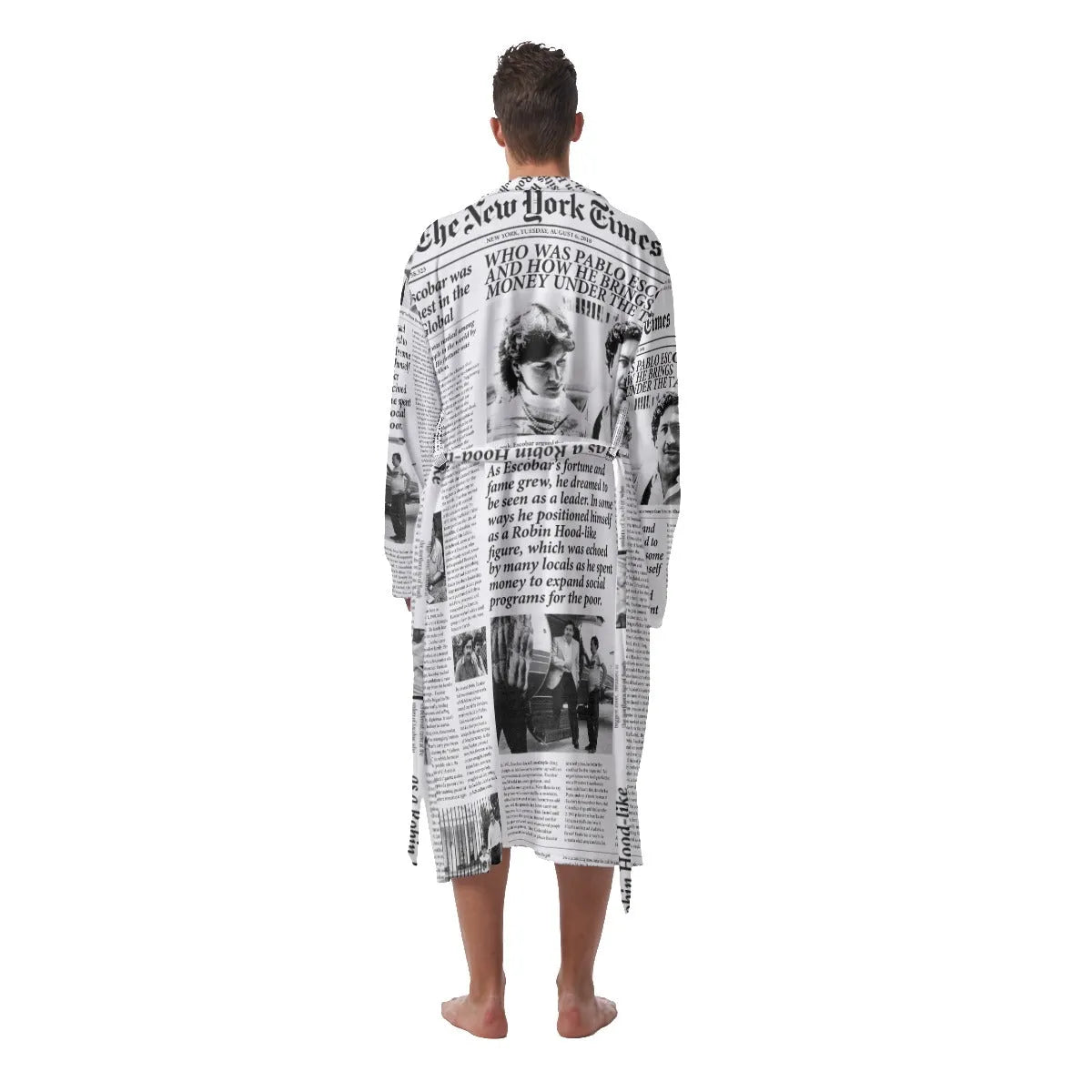 Pablo Escobar Newspaper Colombian Heavy Fleece Robe