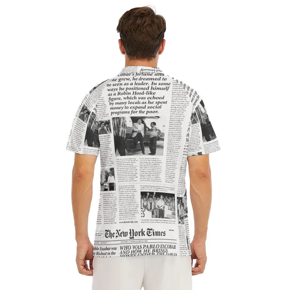 Pablo Escobar Newspaper Colombian Short Sleeve Polo Shirt