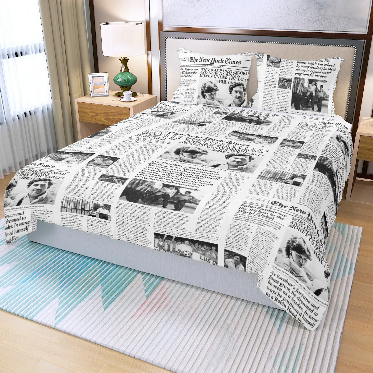 Pablo Escobar Newspaper Colombian Three Piece Duvet Cover Set