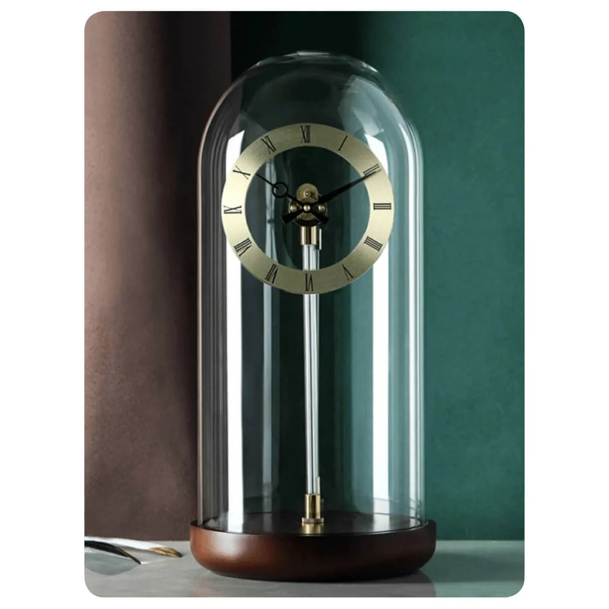 Pendulum Clock Tabletop Solid Wood Desk Aerodynamics Clock