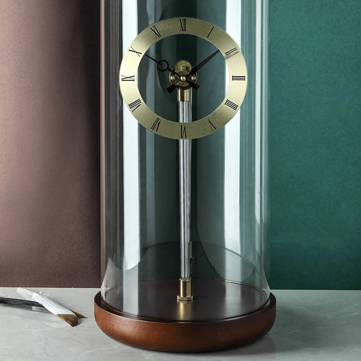 Pendulum Clock Tabletop Solid Wood Desk Aerodynamics Clock