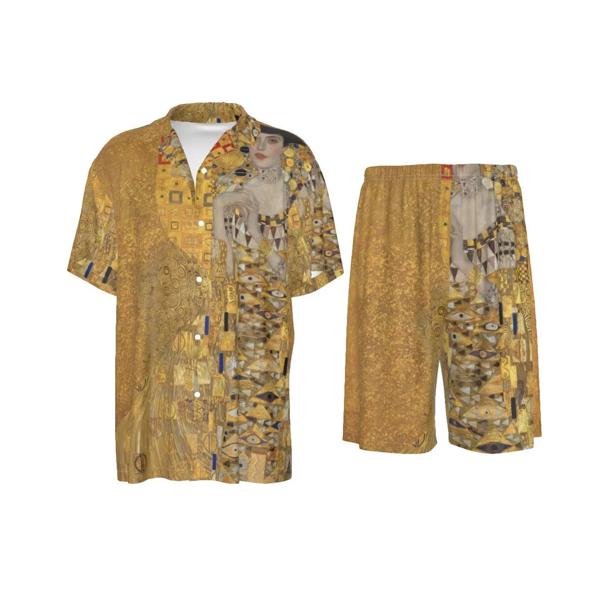 Portrait of Adele Bloch-Bauer I by Gustav Klimt Silk Shirt Suit Set