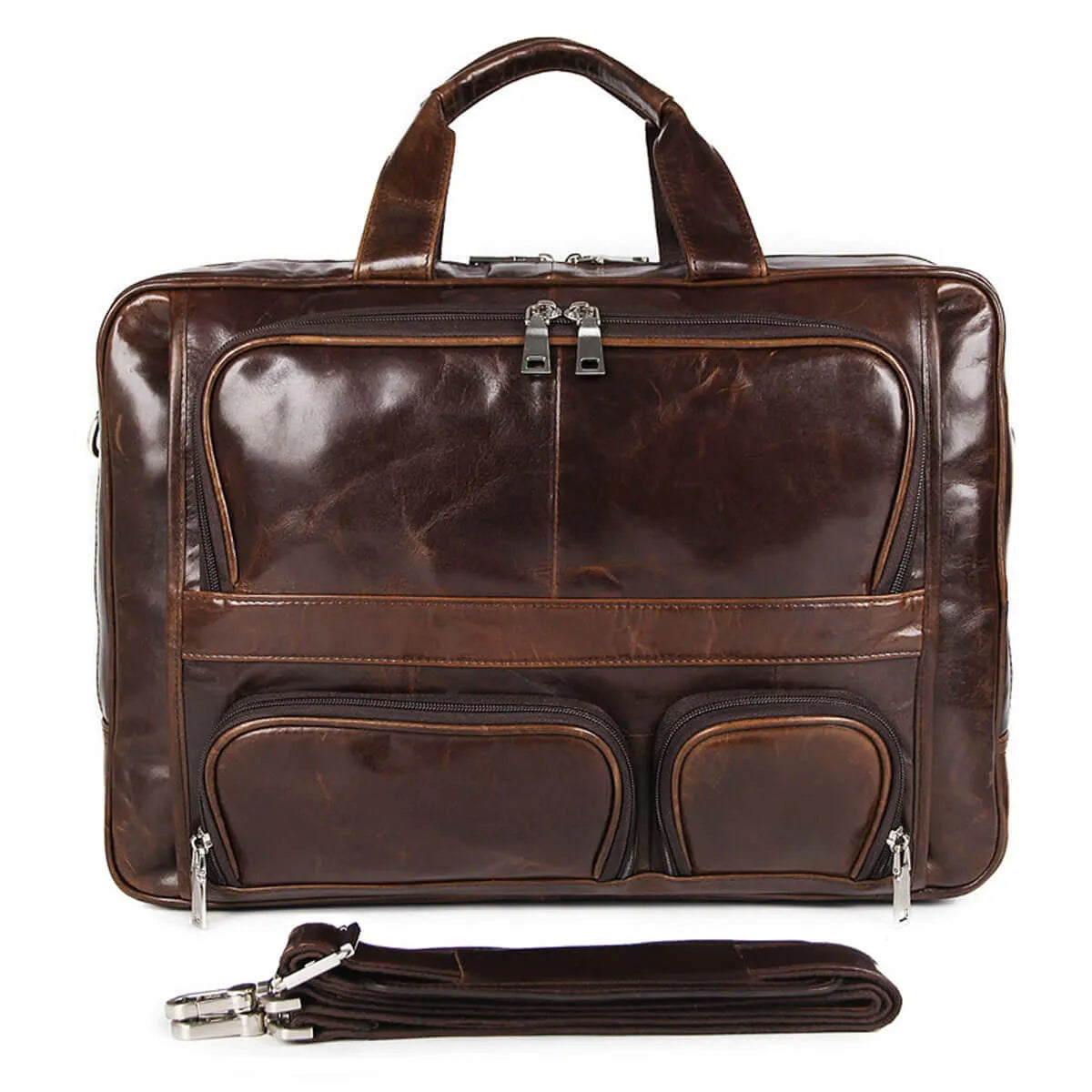 Premium Genuine Leather Bag Large Multi-Functional Travel Briefcase