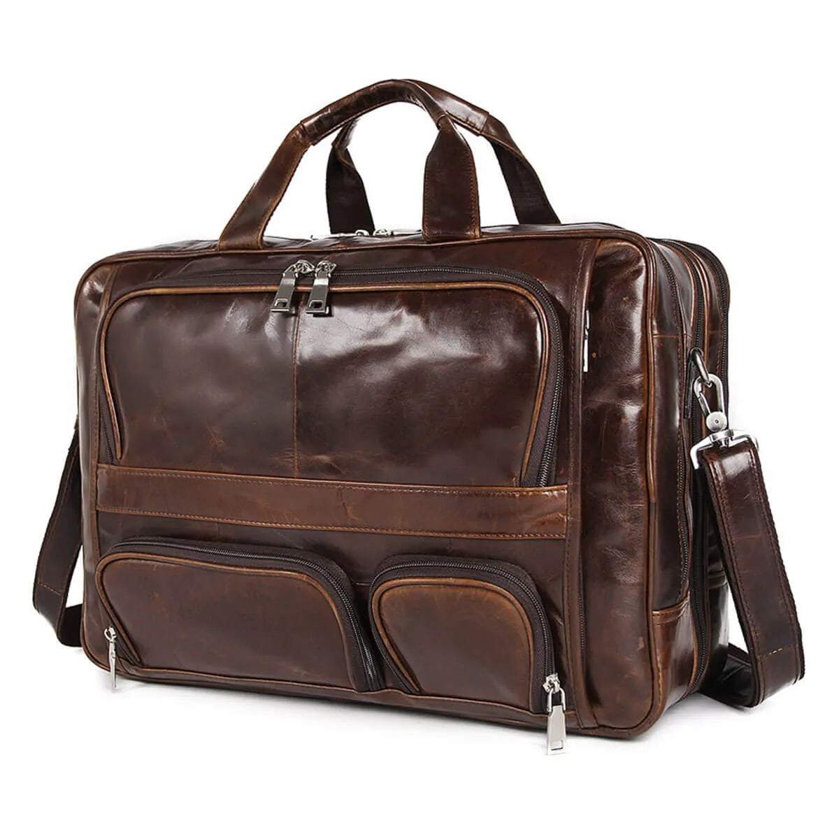 Premium Genuine Leather Bag Large Multi-Functional Travel Briefcase