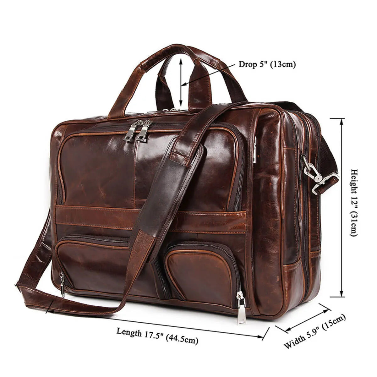 Premium Genuine Leather Bag Large Multi-Functional Travel Briefcase