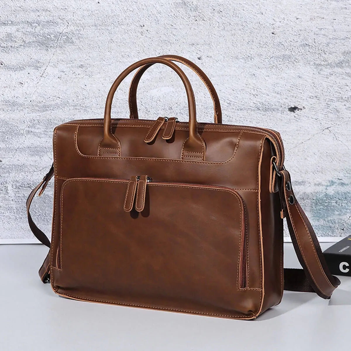 Premium Messenger Bag Horse PU Leather Business Briefcase