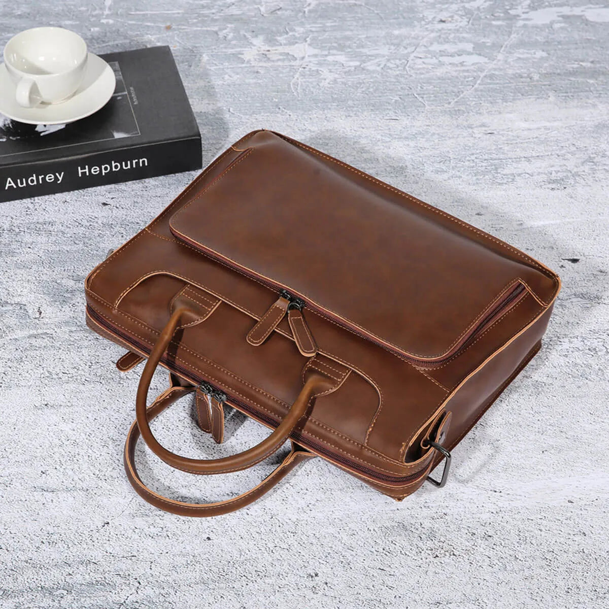 Premium Messenger Bag Horse PU Leather Business Briefcase