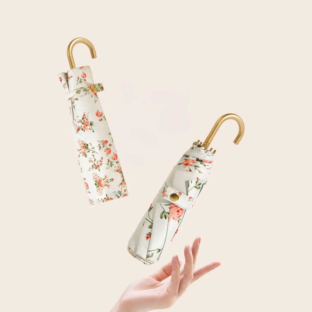 Retro Flower Ultra-Light Golden Hook Umbrella