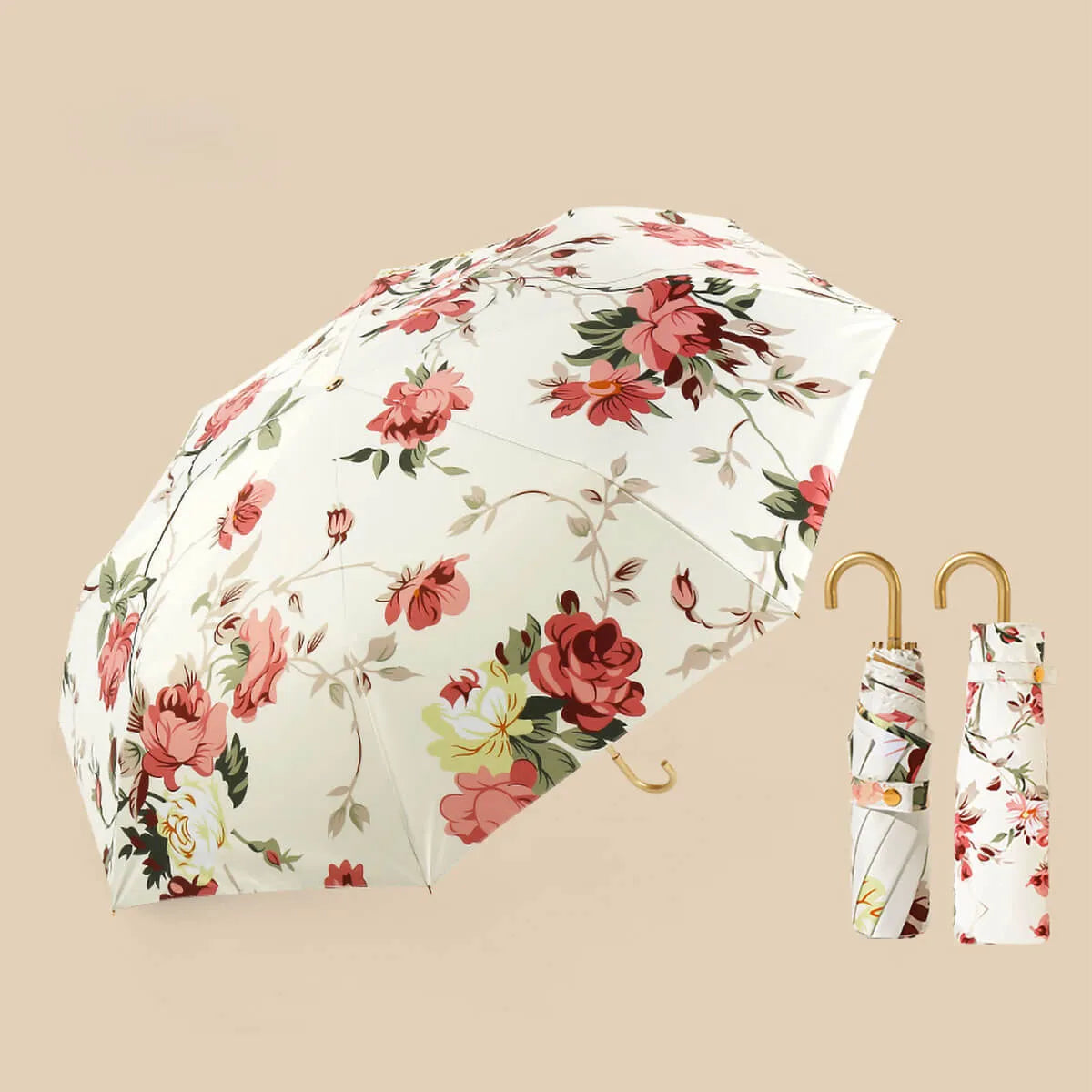 Retro Flower Ultra-Light Golden Hook Umbrella