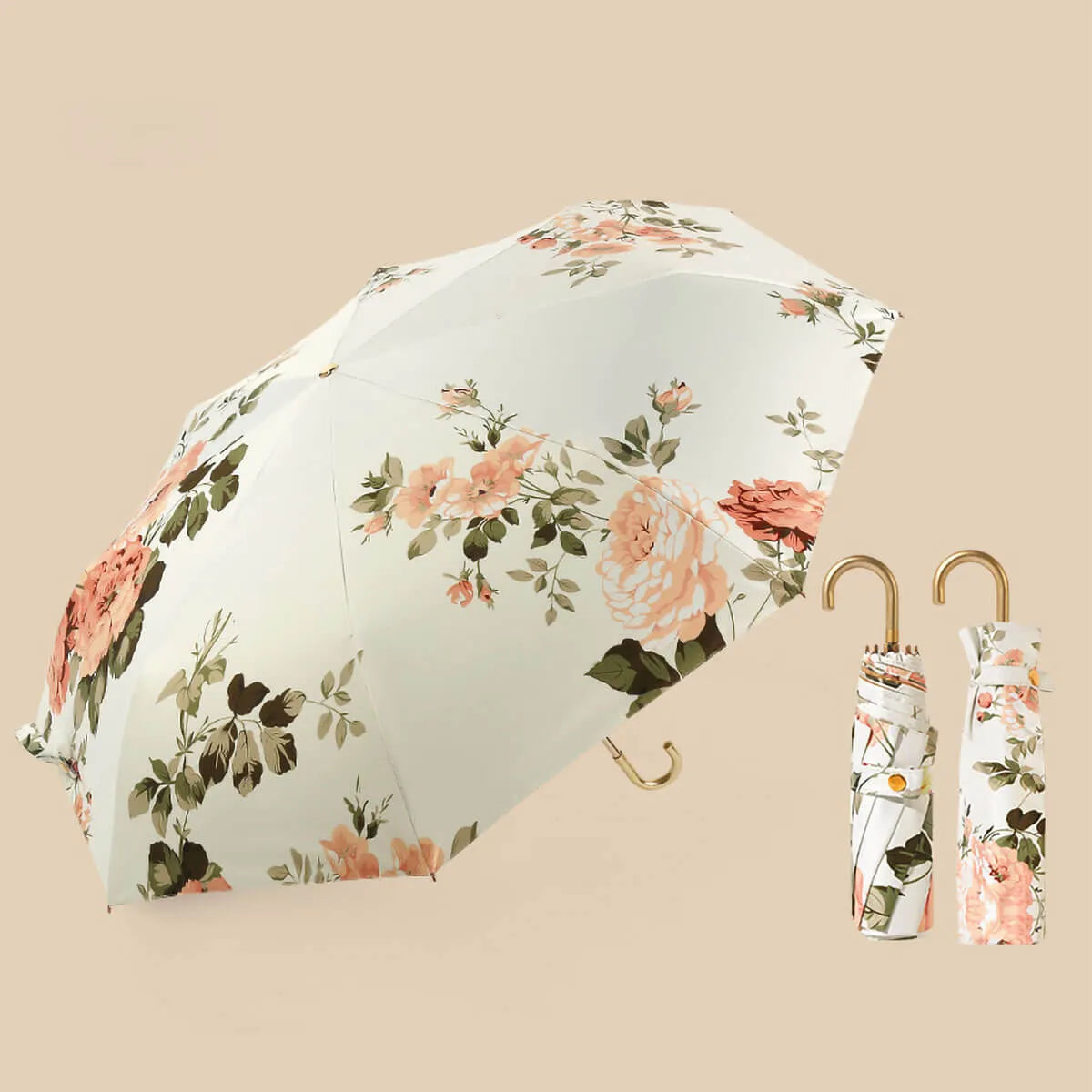 Retro Flower Ultra-Light Golden Hook Umbrella