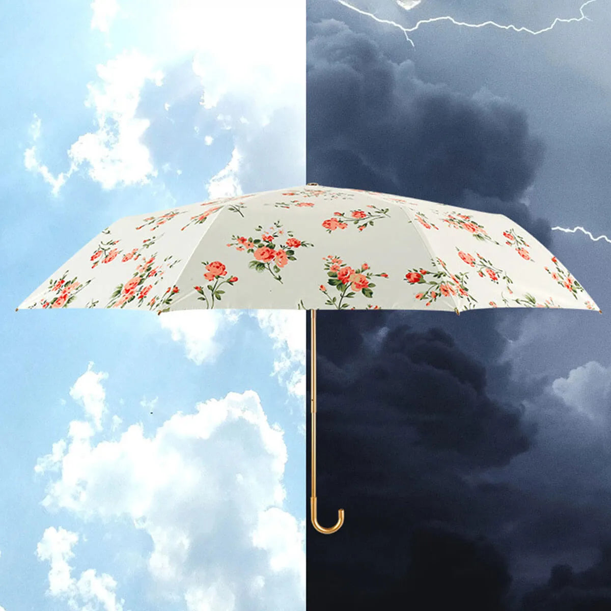 Retro Flower Ultra-Light Golden Hook Umbrella