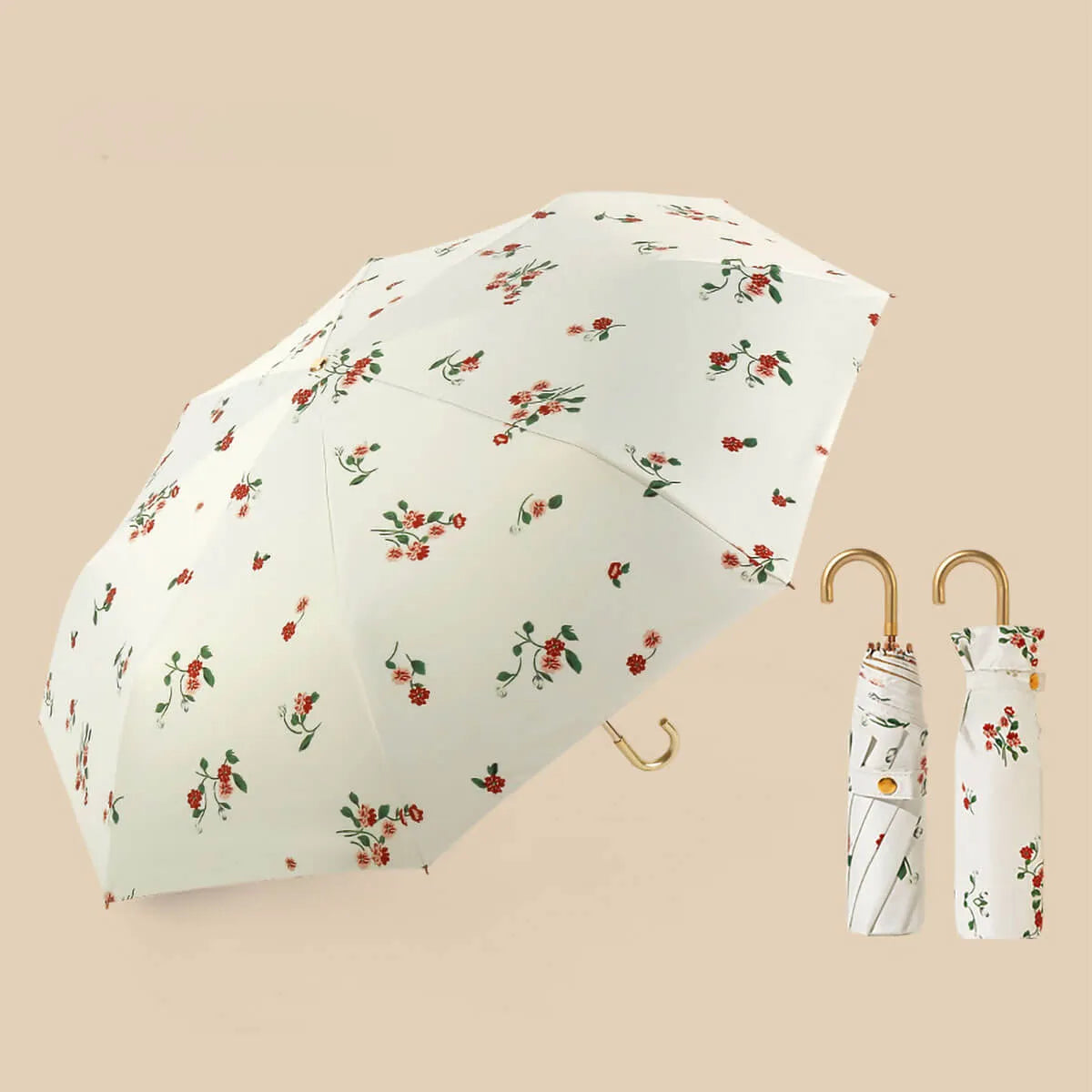 Retro Flower Ultra-Light Golden Hook Umbrella