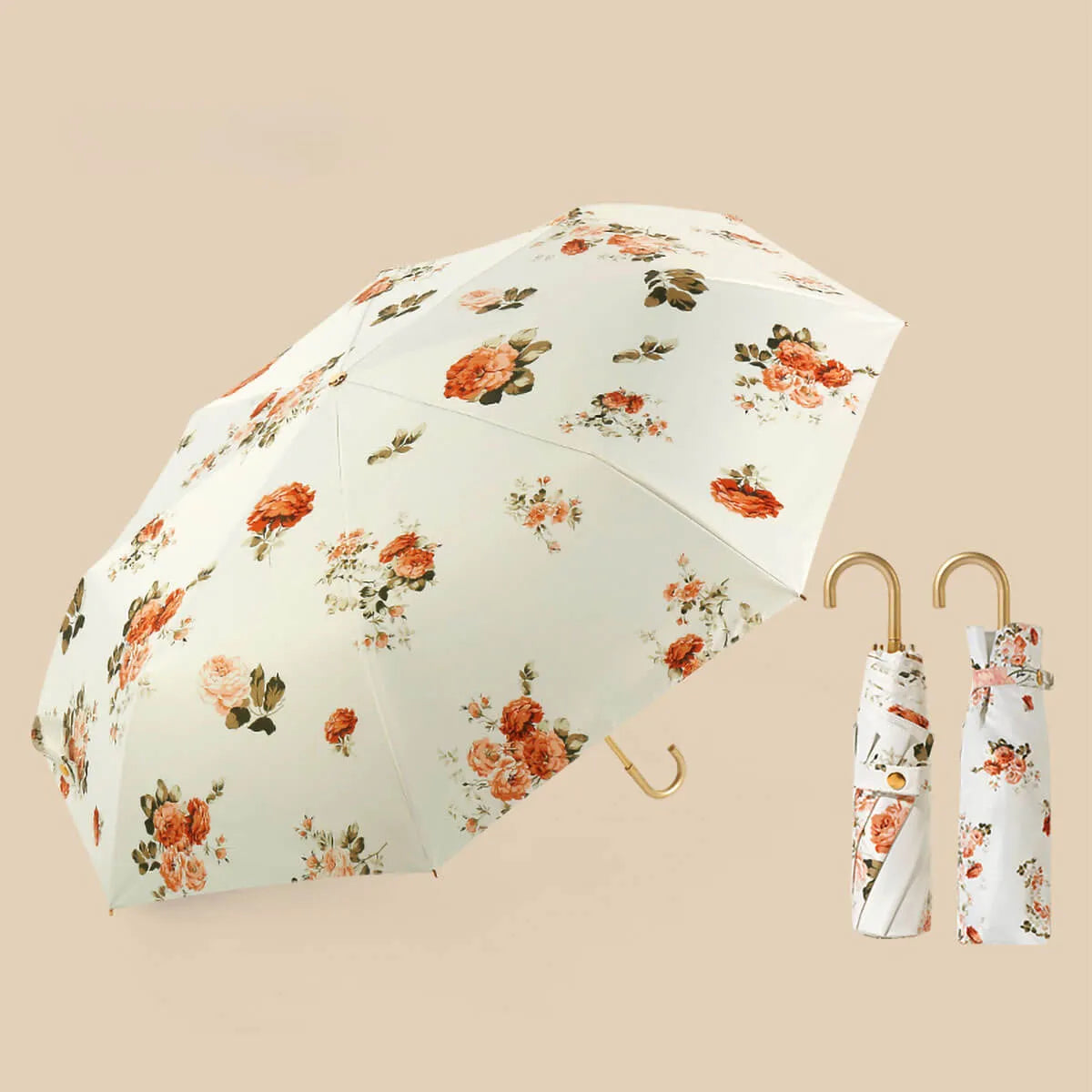 Retro Flower Ultra-Light Golden Hook Umbrella