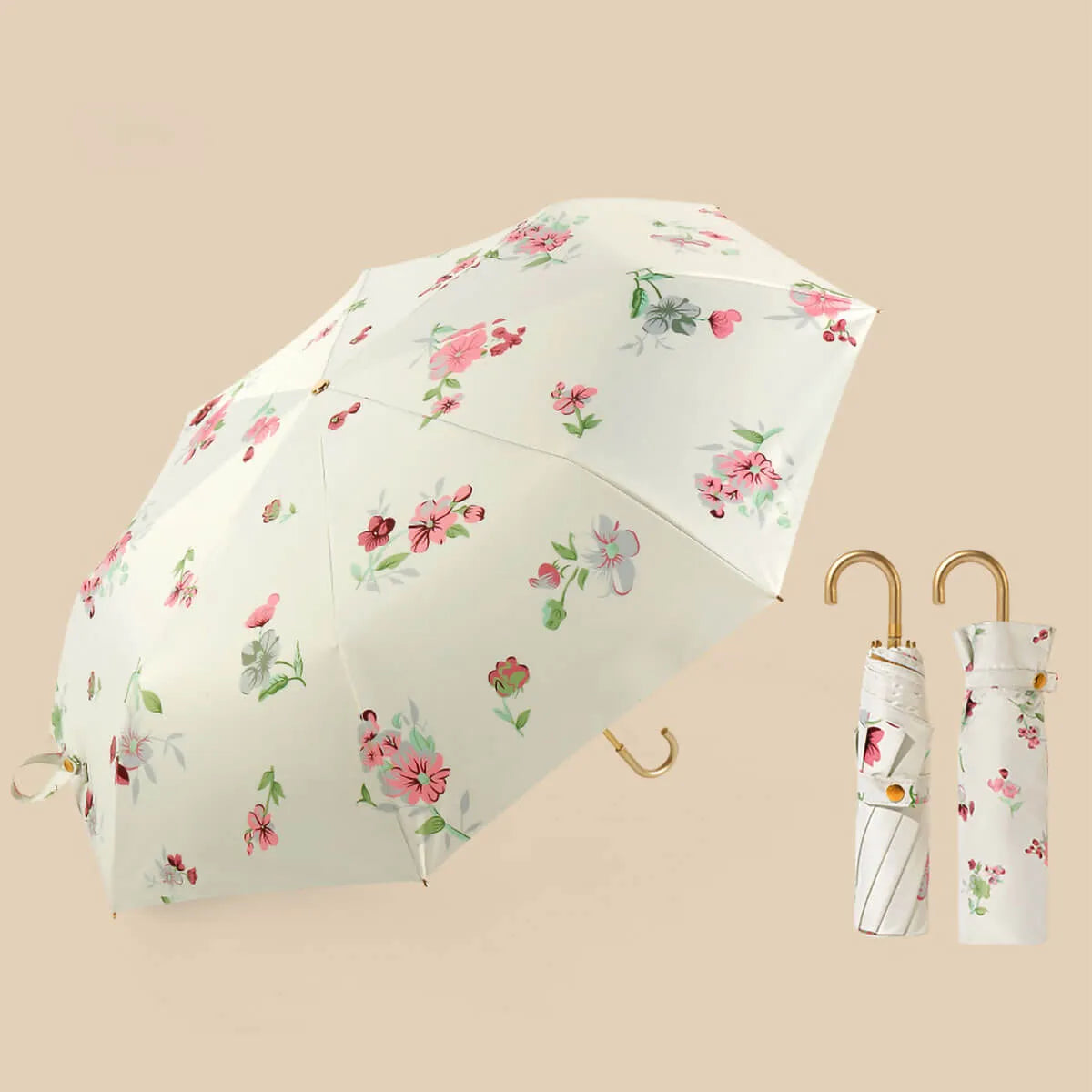 Retro Flower Ultra-Light Golden Hook Umbrella