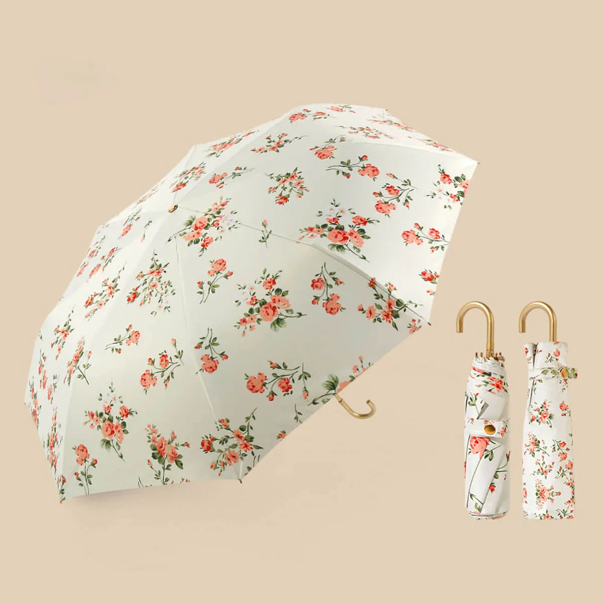 Retro Flower Ultra-Light Golden Hook Umbrella