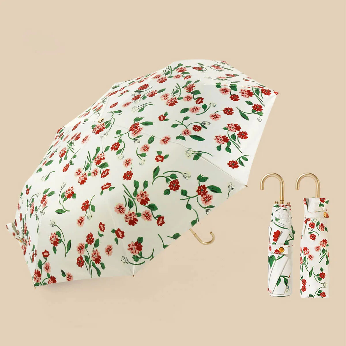 Retro Flower Ultra-Light Golden Hook Umbrella