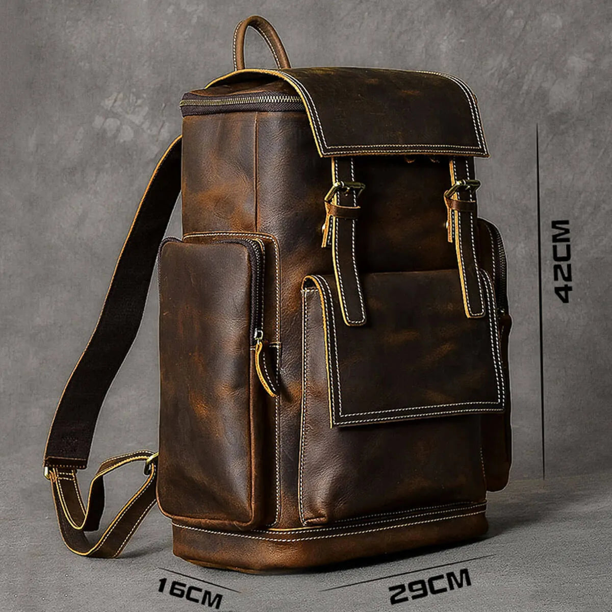 Retro Horse Leather Premium Large Capacity Backpack