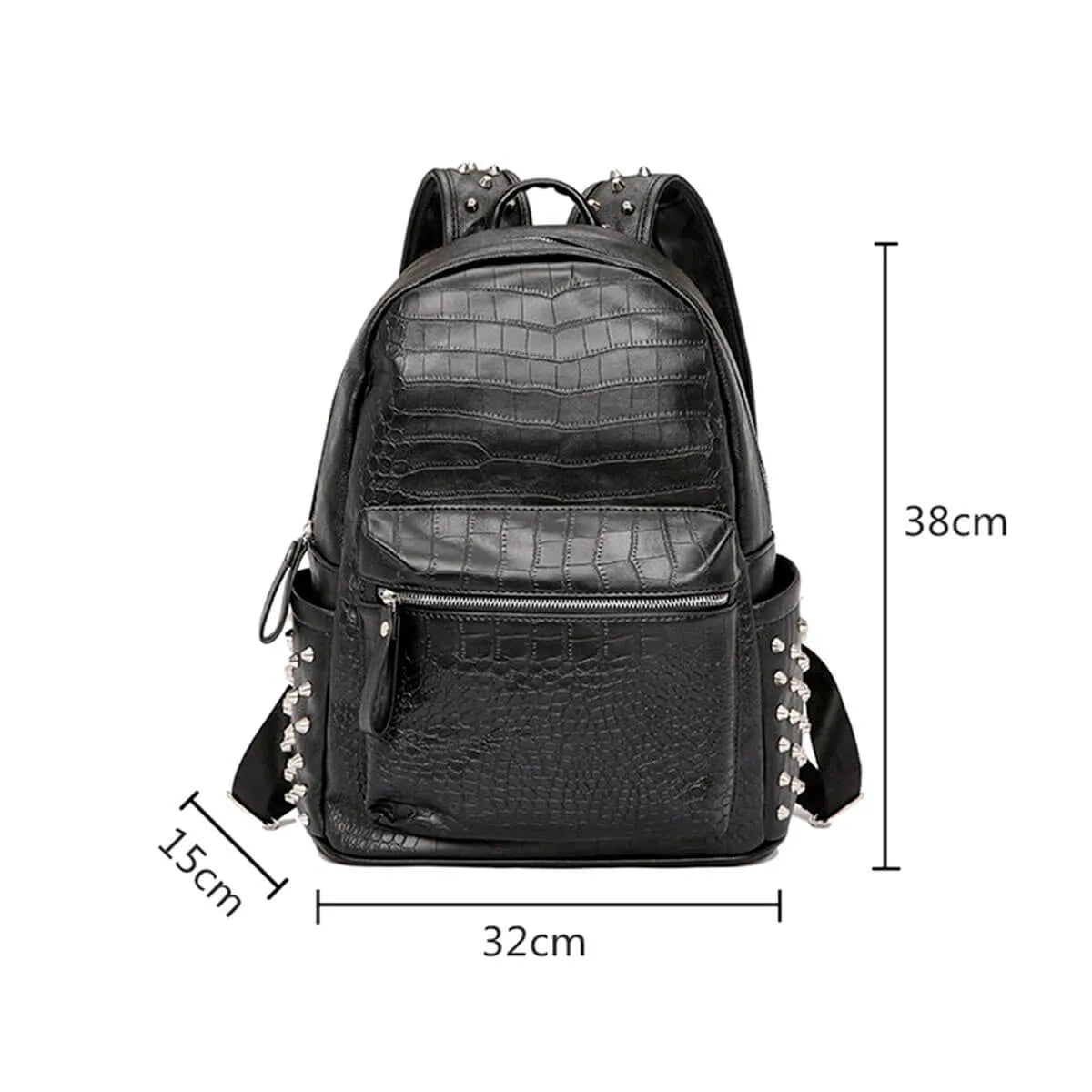 Rivet Black Pu Leather Fashion Designer Backpack