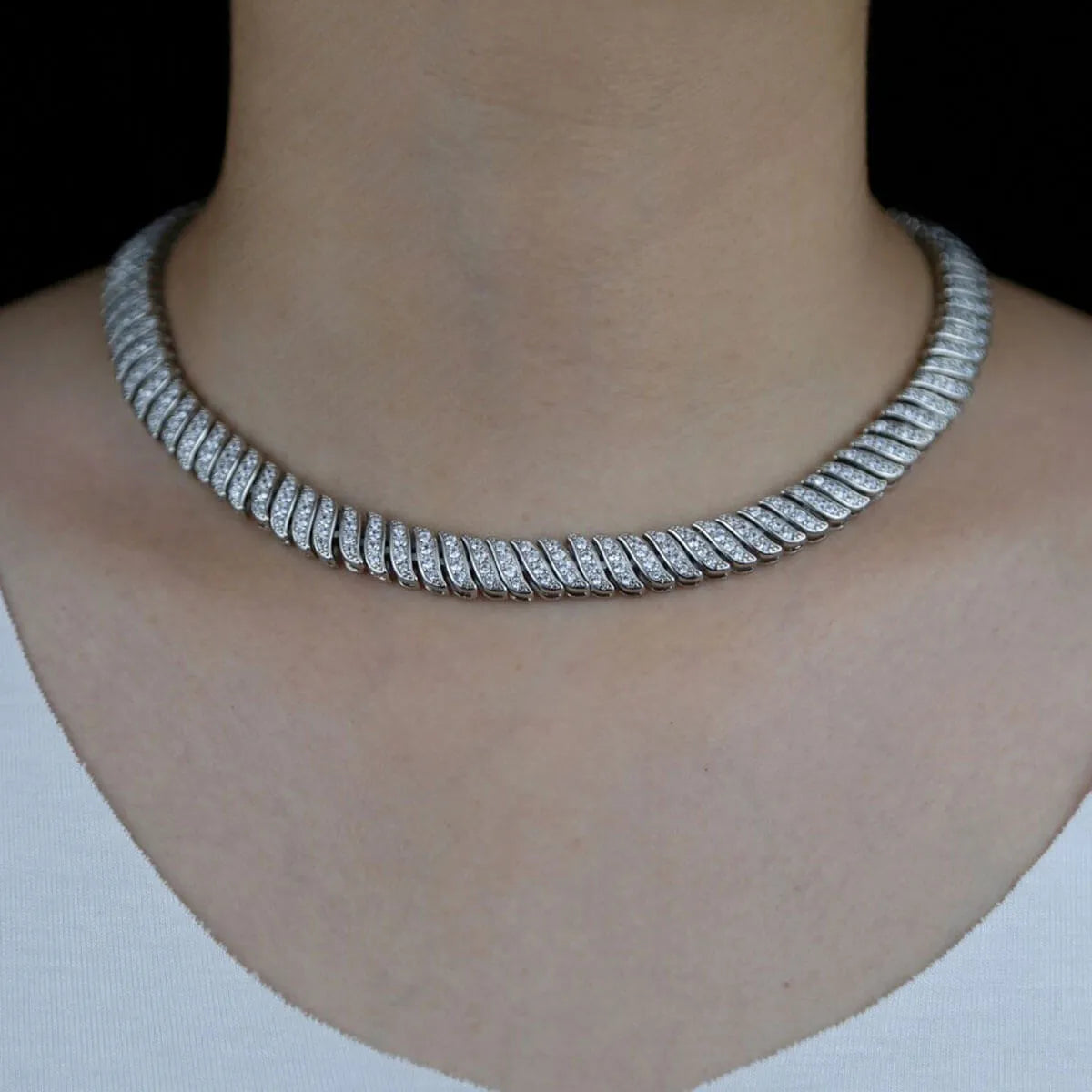 Shiny Choker Figaro Chain Stylish Bling Necklace