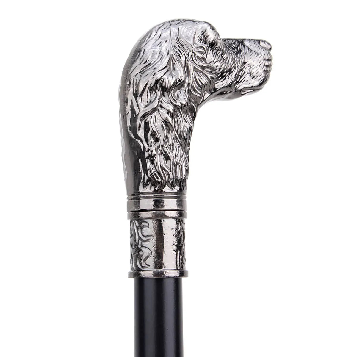 Sliver Loyal Dog Head Pimp Walking Cane