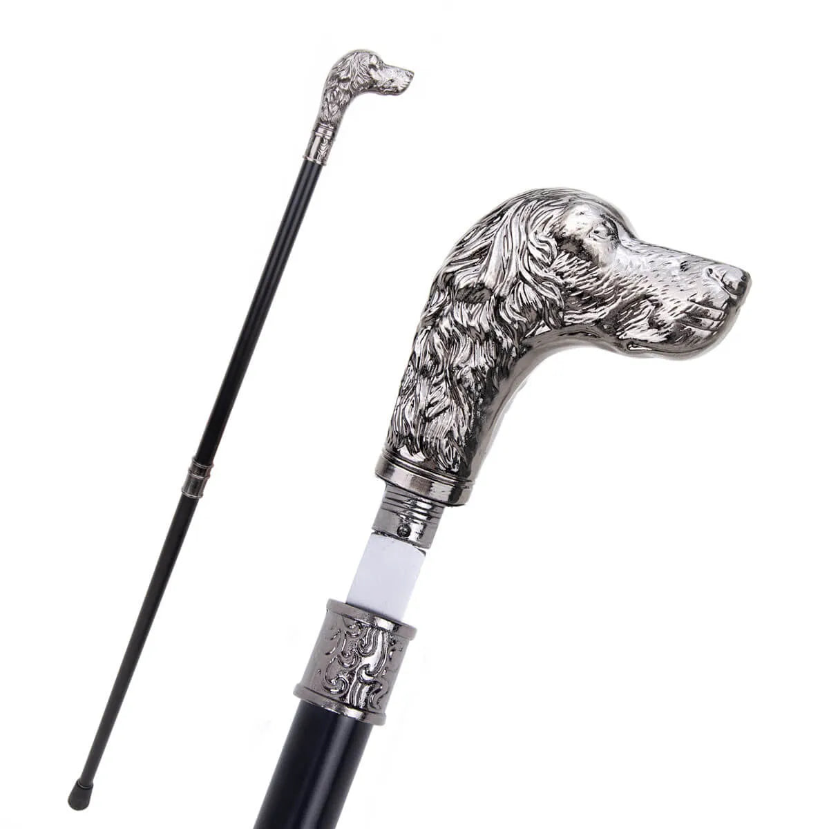 Sliver Loyal Dog Head Pimp Walking Cane