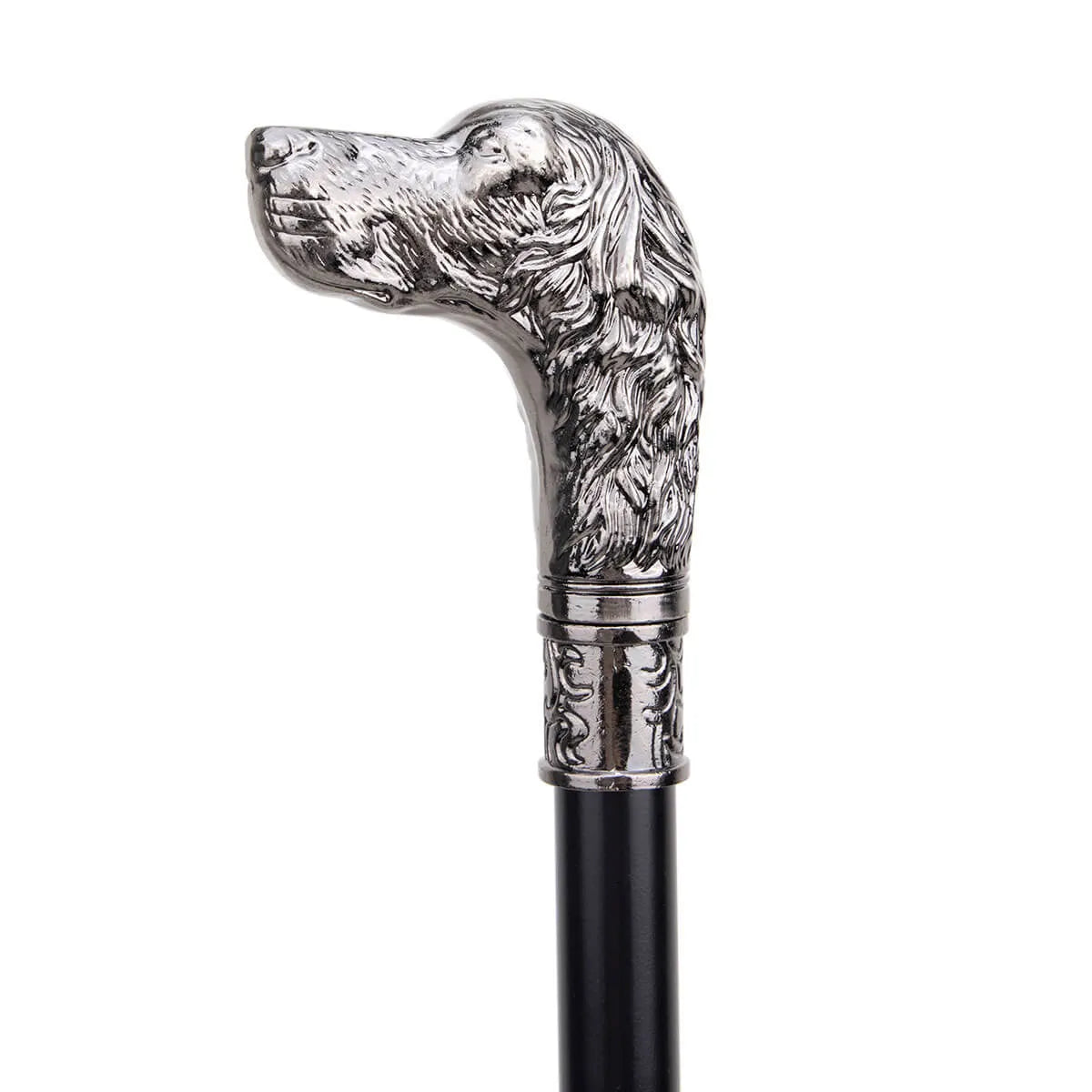 Sliver Loyal Dog Head Pimp Walking Cane