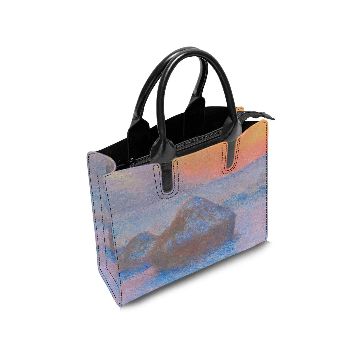 Stacks of Wheat Sunset by Claude Monet Fashion Handbag