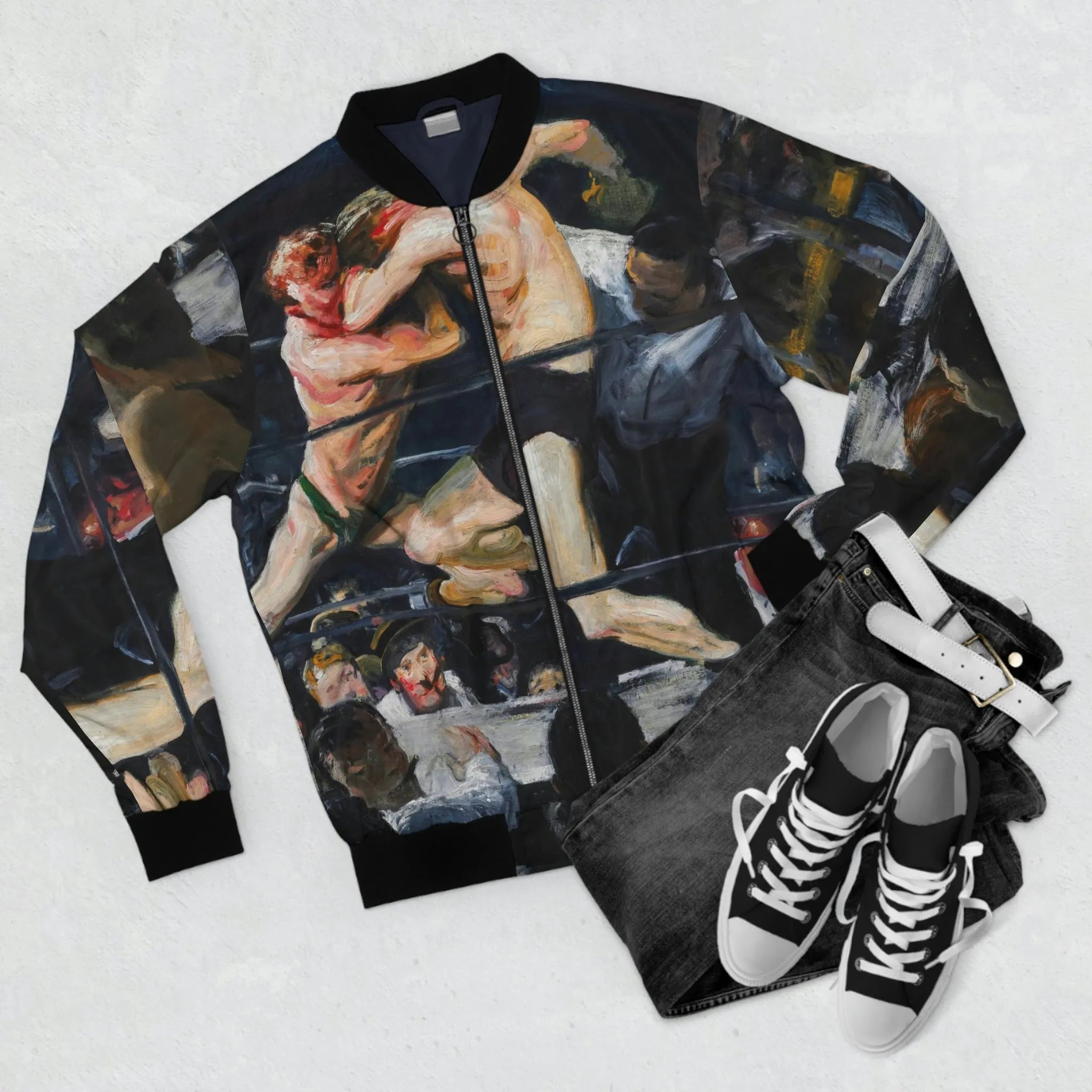 Stag at Sharkey’s George Bellows Art Bomber Jacket