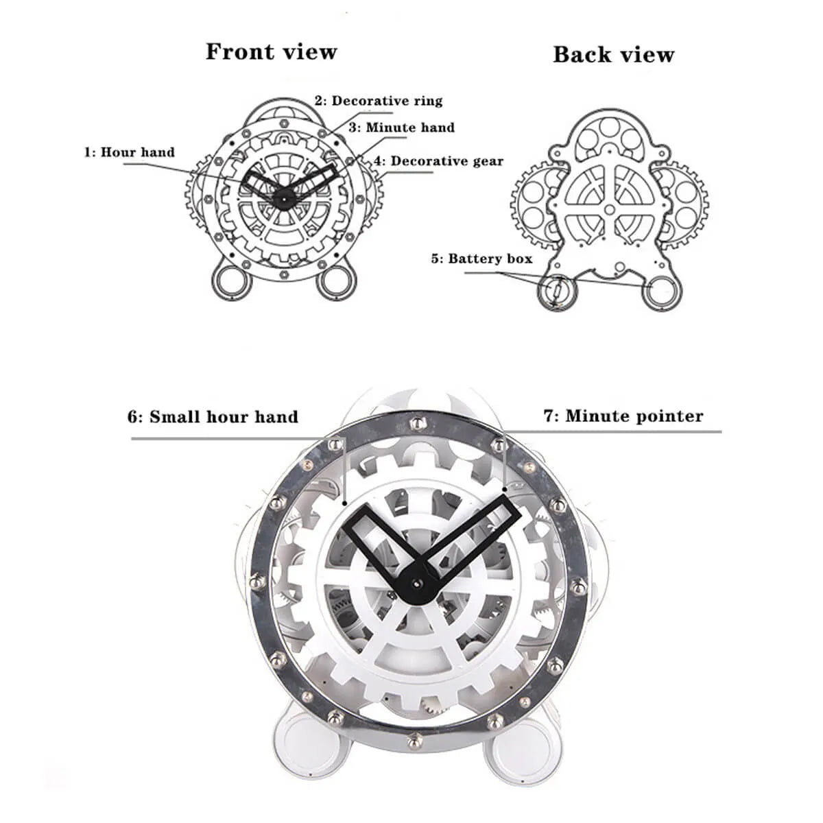 Table Clock Flip Quartz Clock Stainless Steel Mechanical Watch