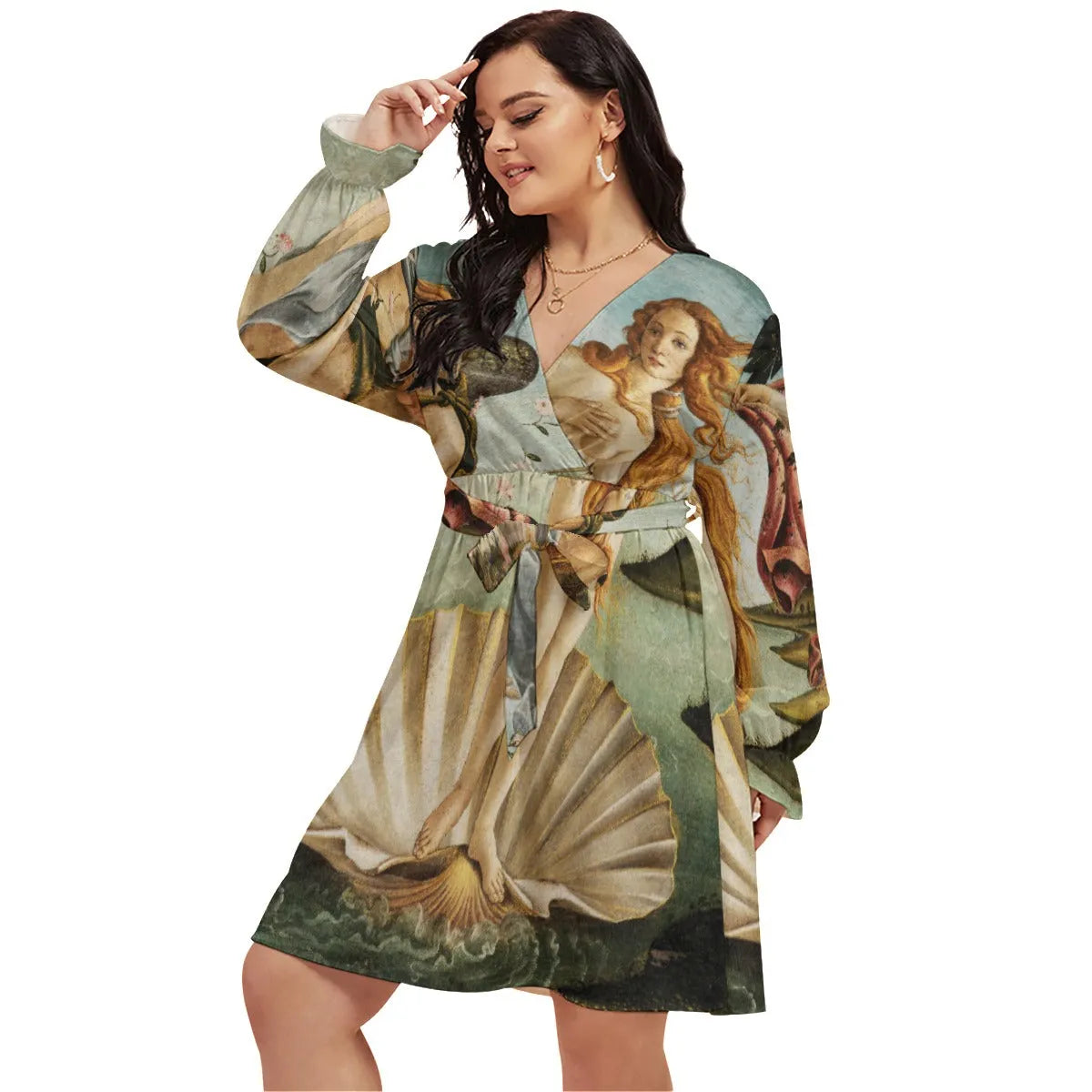 The Birth of Venus Sandro Botticelli Women’s V-neck Dress