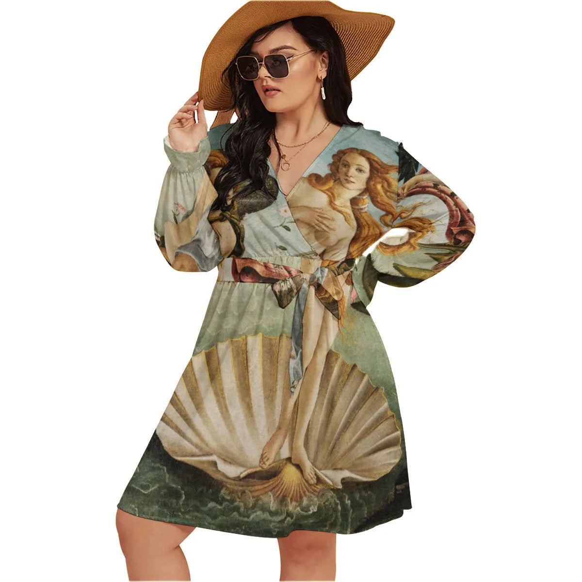 The Birth of Venus Sandro Botticelli Women’s V-neck Dress