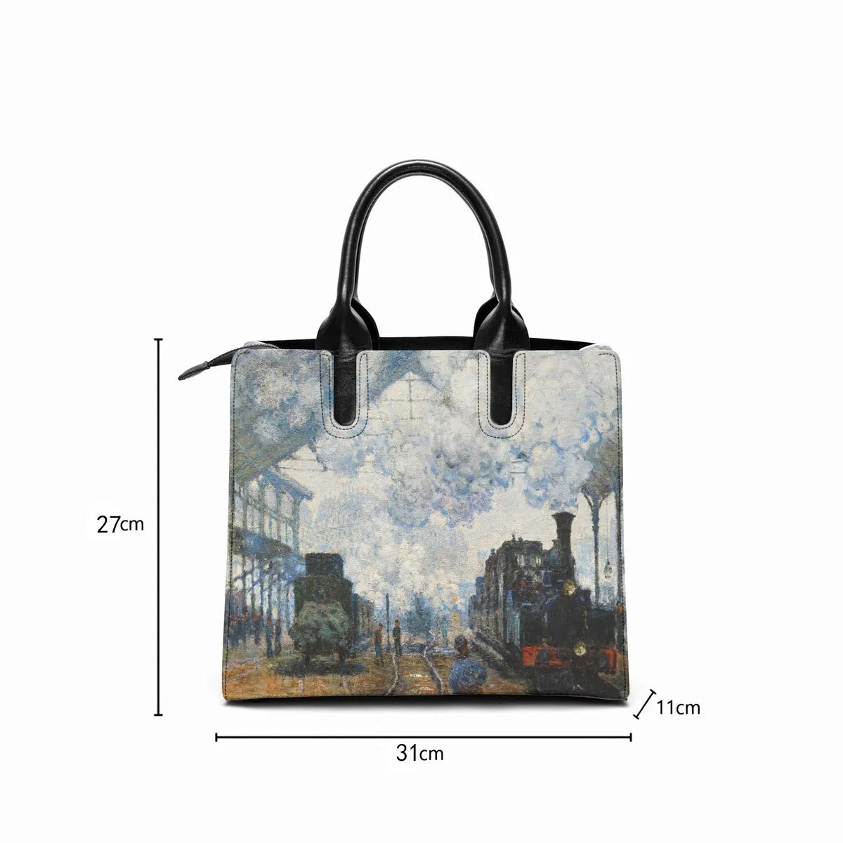 The Gare Saint-Lazare Arrival of a Train by Claude Monet Handbag