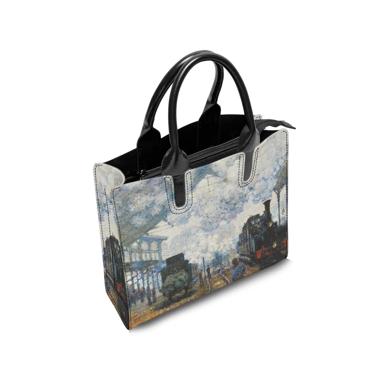 The Gare Saint-Lazare Arrival of a Train by Claude Monet Handbag