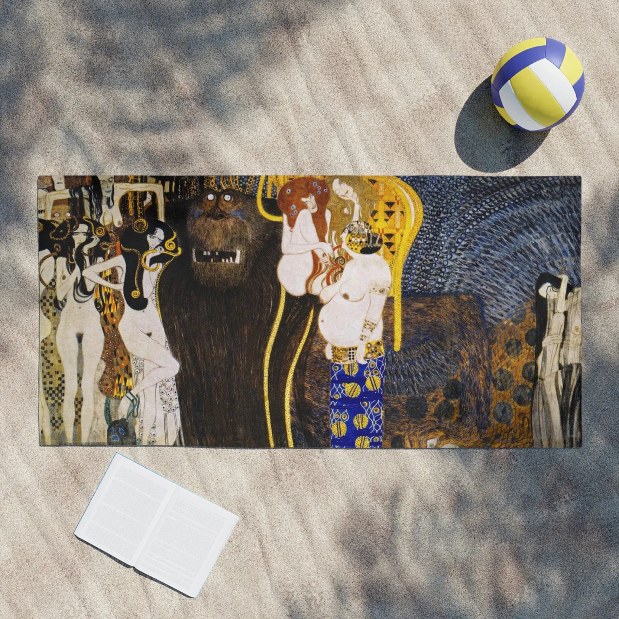 The Hostile Powers Gustav Klimt Beach Towels