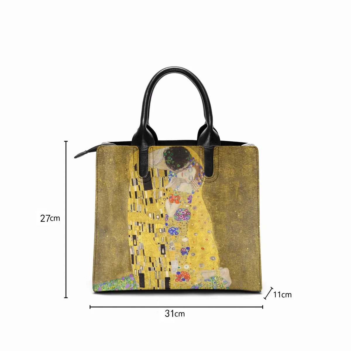 The Kiss by Gustav Klimt Painting Art Leather Handbag