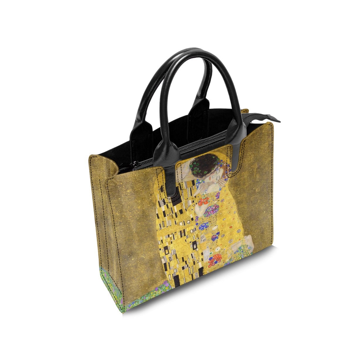 The Kiss by Gustav Klimt Painting Art Leather Handbag