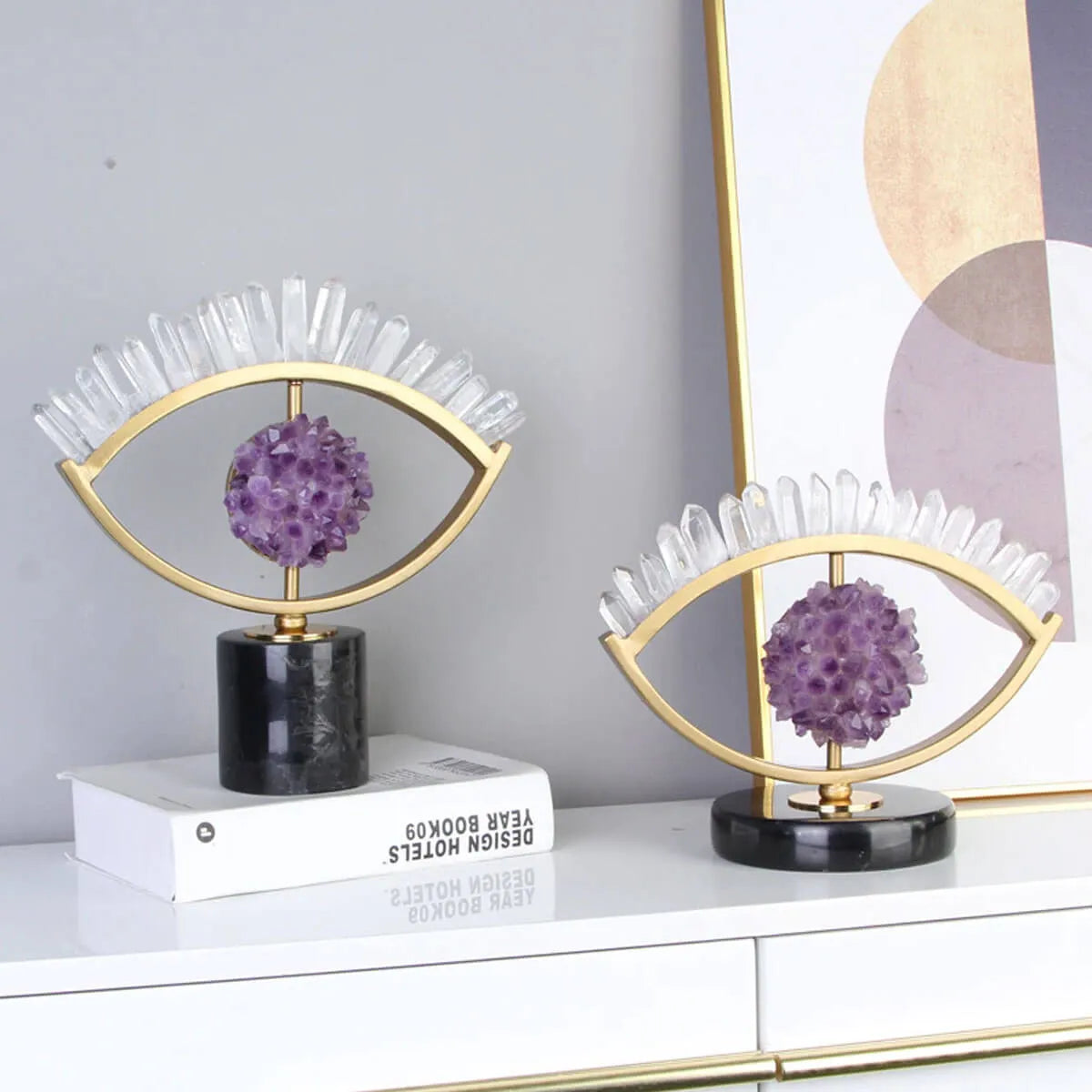 The Luxury Metal Crystal Purple Eye Sculpture