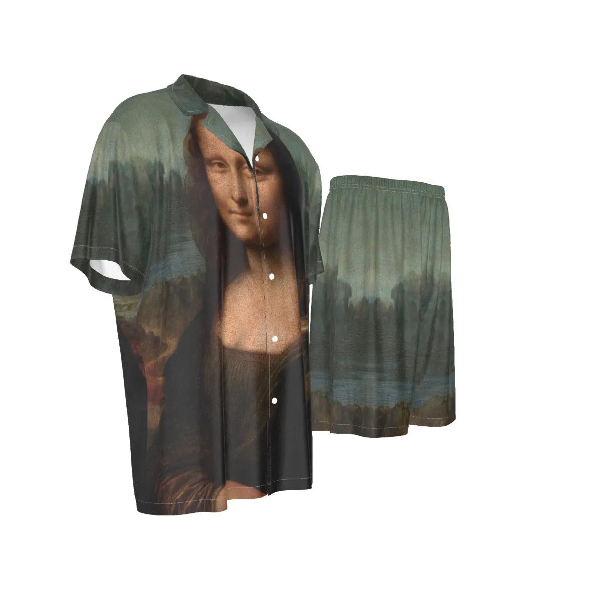 The Mona Lisa by Leonardo da Vinci Art Silk Shirt Suit Set