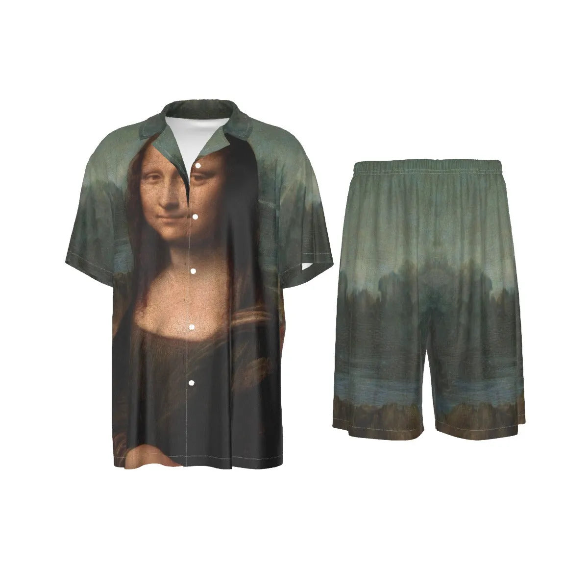 The Mona Lisa by Leonardo da Vinci Art Silk Shirt Suit Set