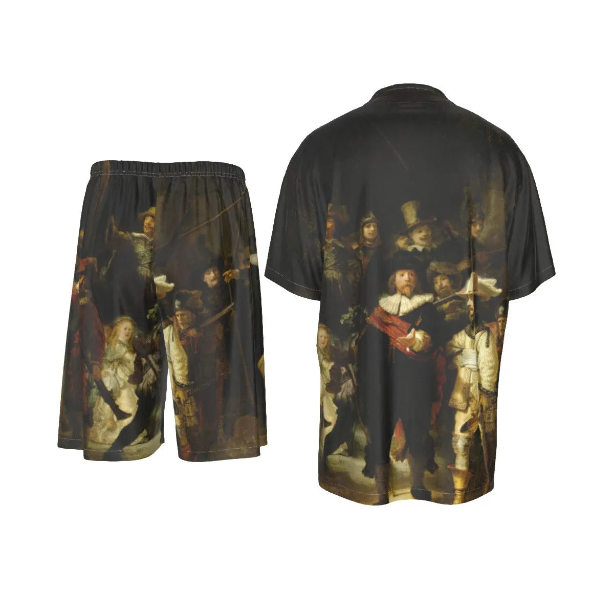 The Night Watch by Rembrandt Art Silk Shirt Suit Set