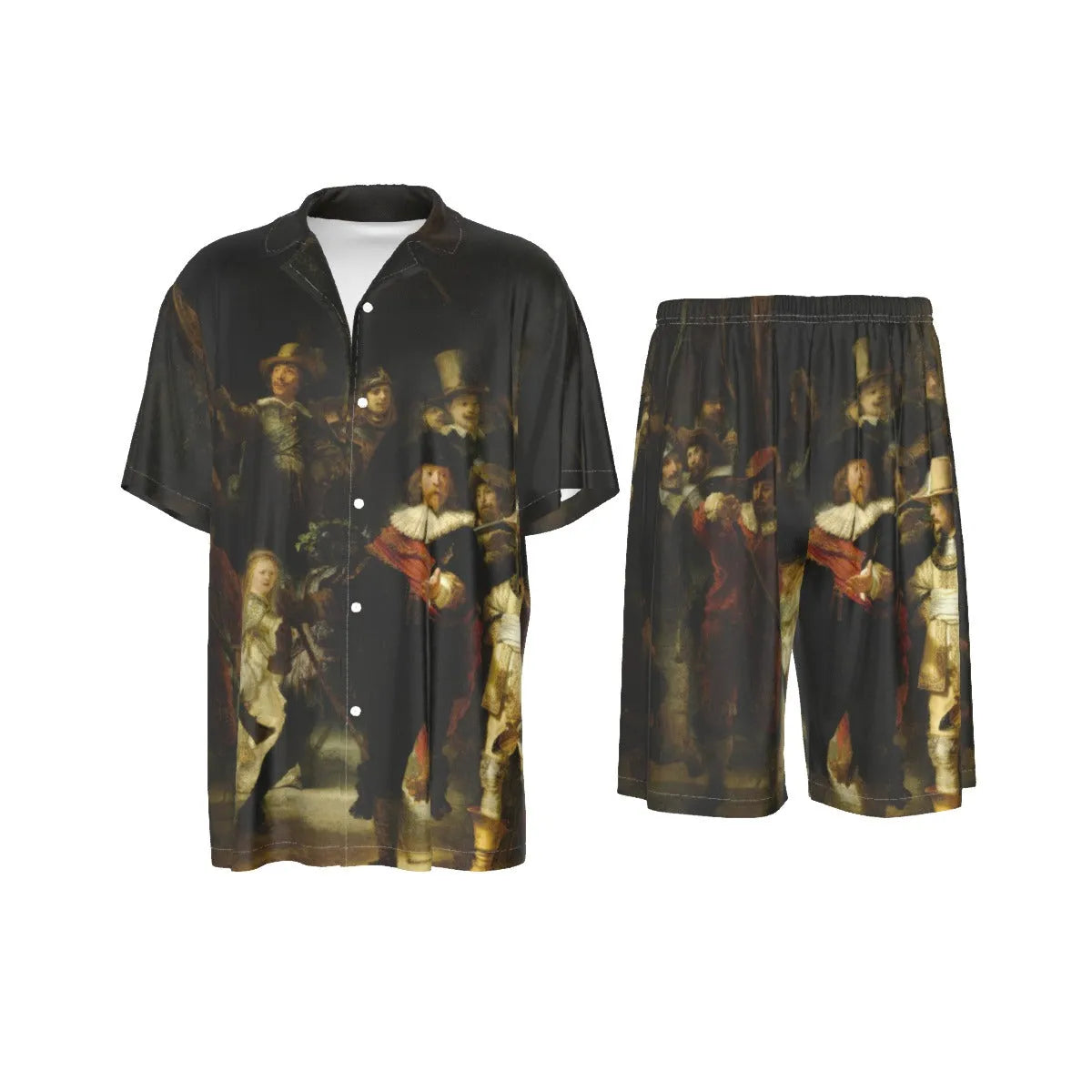 The Night Watch by Rembrandt Art Silk Shirt Suit Set