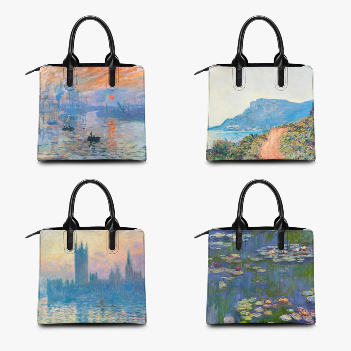 The Portal of Rouen Cathedral by Claude Monet Fashion Handbag