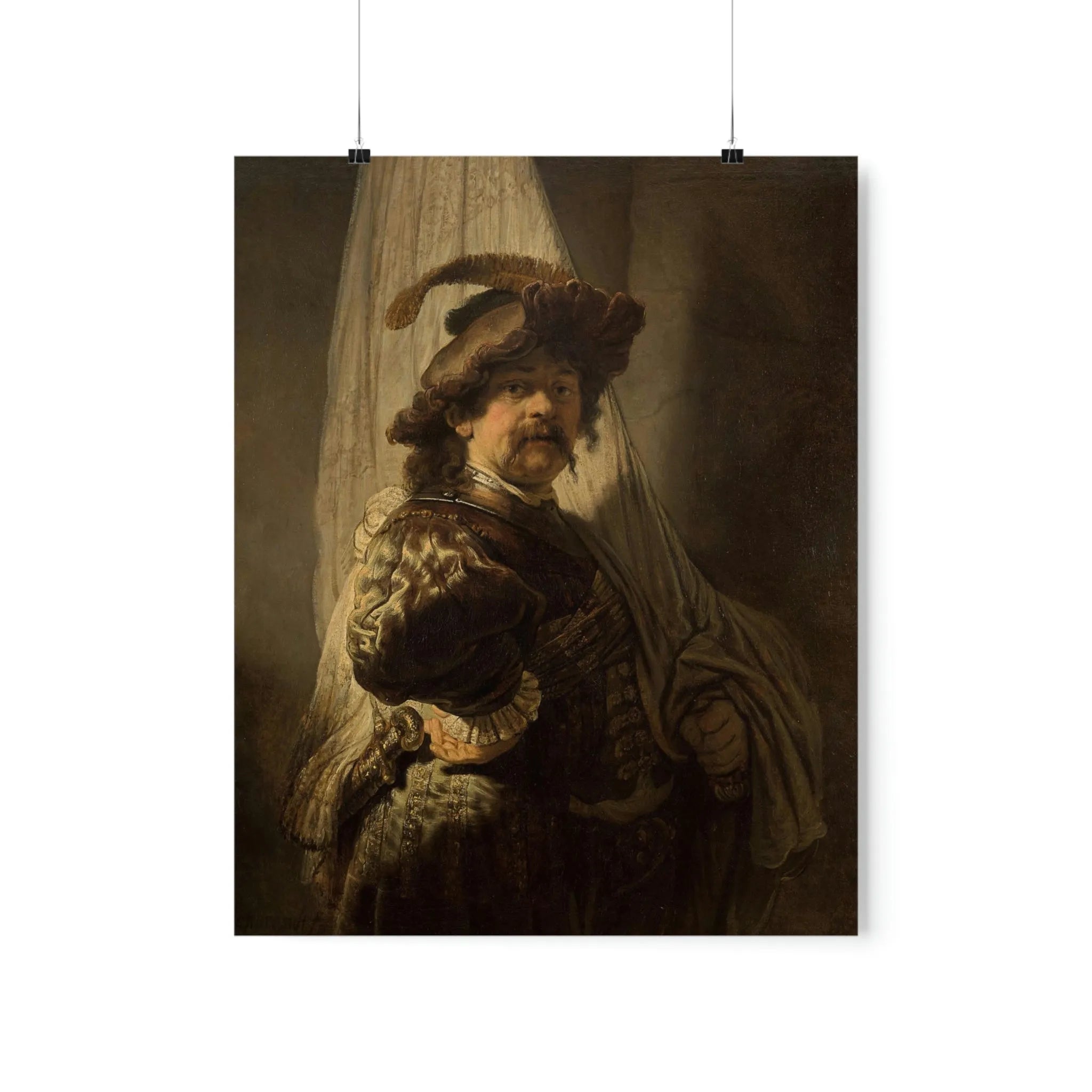 The Standard Bearer by Rembrandt Art Premium Posters