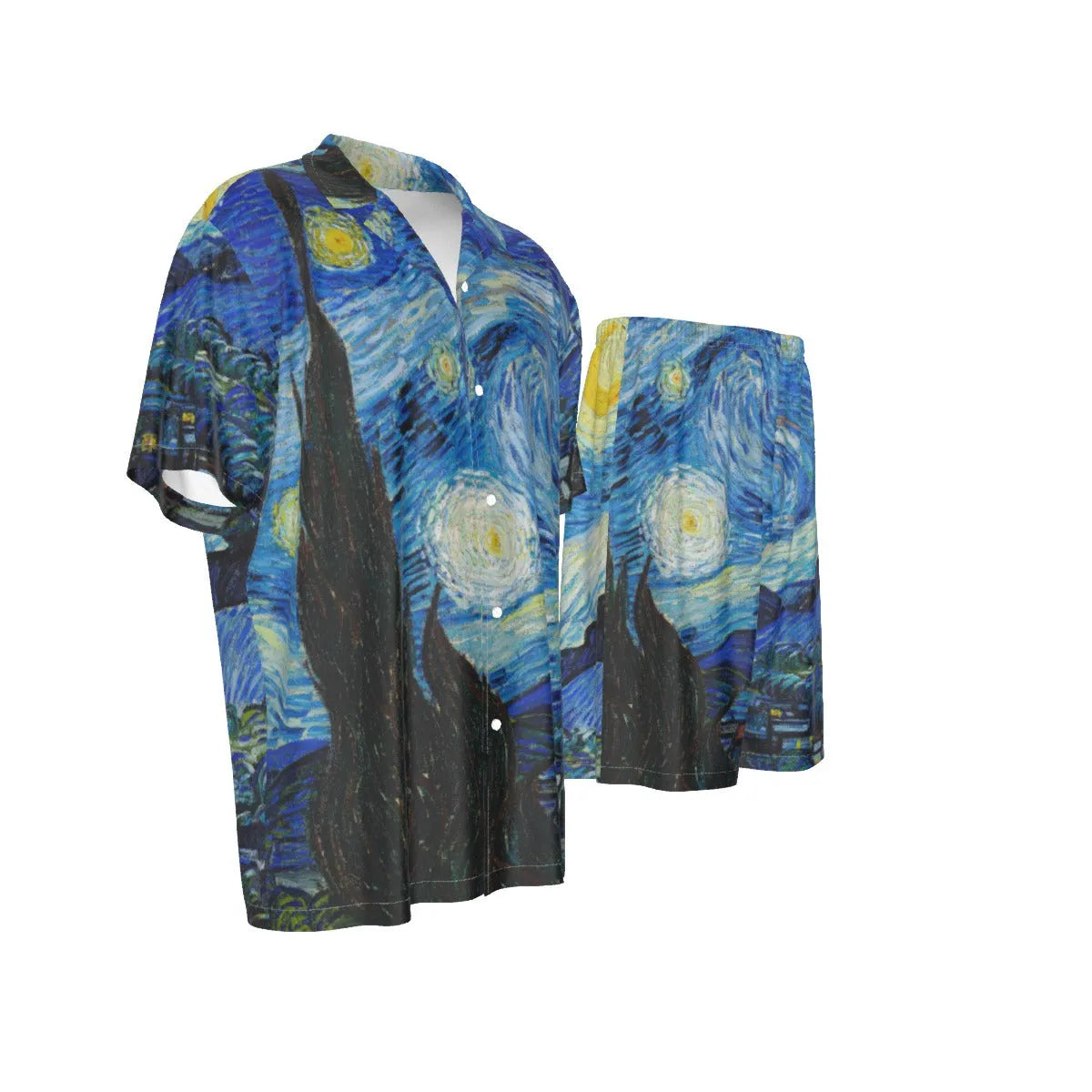 The Starry Night Van Gogh Art Silk Shirt Suit Set