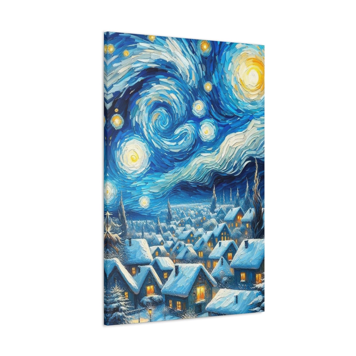 The Starry Night White Christmas by Van Gogh Gallery Wraps